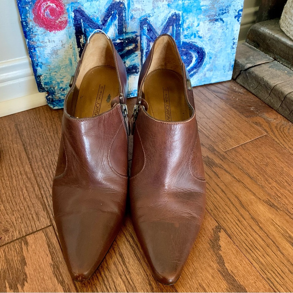 Brown Leather Heeled Ankle Boots circa Joan & David (Helpern) Sz. 10M